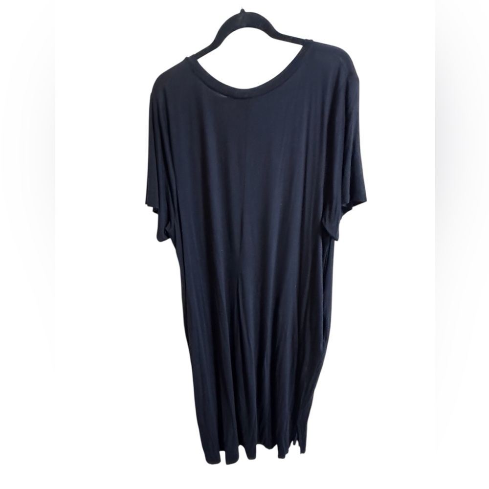 Lane Bryant Black T-Shirt Dress 22/24 Short Sleeve with Pockets - Picture 2 of 8
